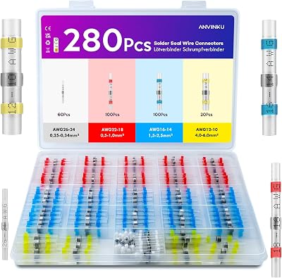 ANVINKU 280pcs Solder Seal Wire Connectors Heat Shrink 4 Colors Marine