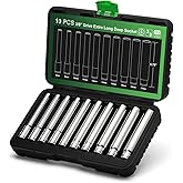 TecoTek 10PCS 3/8-Inch Drive Extra Deep Metric Socket Set, 6 Point, 8mm to 17mm, No Skipped Sizes, 120MM Deep CR-V Socket for Automotive and Industrial Applications