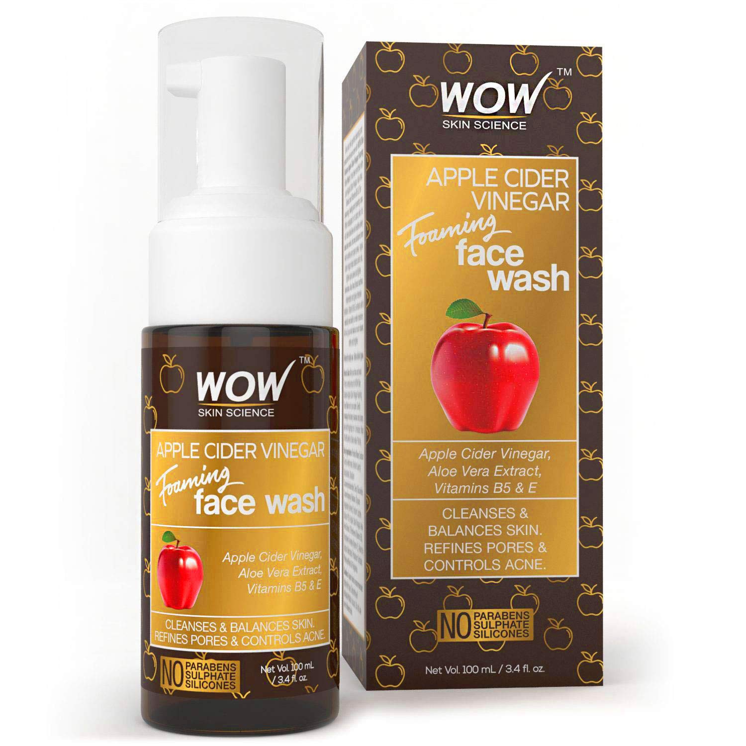 WOW Apple Cider Vinegar Foaming Face Wash Cleanser Normal, Dry & Oily