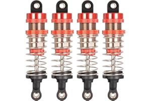 RcThjia Oiled 4Pcs 66mm Aluminum Oil Shock Set for 1/12 1/14 1/16 RC Cars - Front/Rear Upgrade Compatible with WLtoys 144001, 124019, MJX 16208, HBX