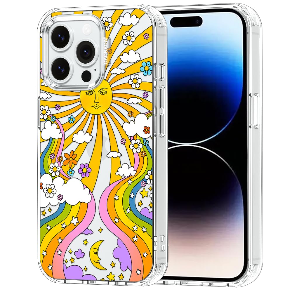 MOSNOVO Case for iPhone 14 Pro Max, [Buffertech 6.6ft Military-Grade Drop Protection] [Anti Peel Off Tech] Clear TPU Bumper Phone Case Cover Design - 70's Psychedelic Groovy Art — image 1