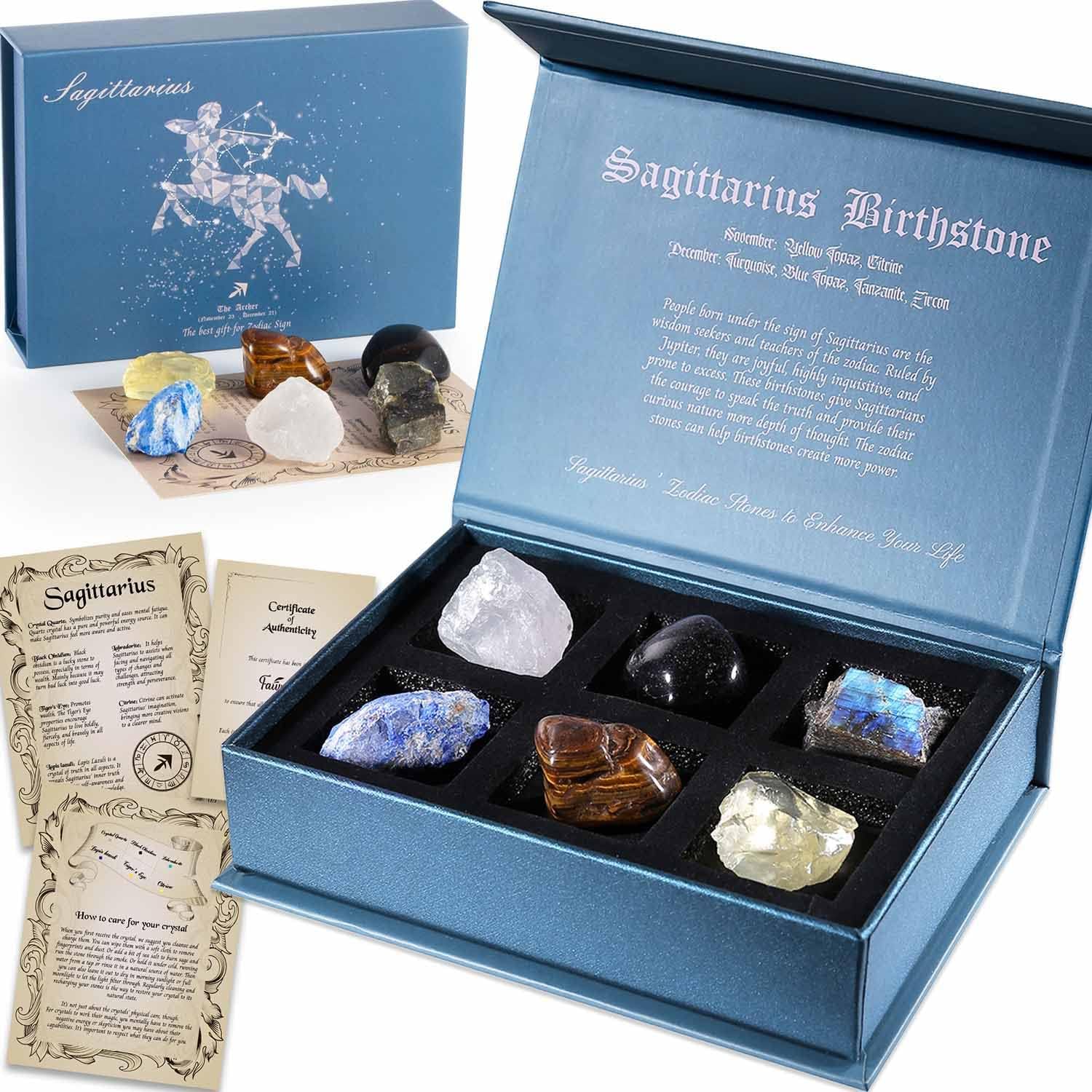 Indoor Fountains & Accessories - Sagittarius Astrology Gifts for Women, Birthday Gifts for Sister, Daughter, Best Friends, Natural Crystals & Healing Stones Zodiac Crystals Set, Christmas Idea Gifts for Coworker Girlfriends Mom Dad