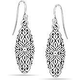 Charmsy 925 Sterling Silver Light-Weight Antique Filigree Teardrop Drop Earrings for Women