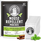 Grandpa Gus's Mouse Repellent Pouches, Peppermint &amp; Cinnamon, Pack of 10 | Plant-Based, Natural Rodent Repellent and Nesting Prevention for Homes/Cabin/Garages/Storage/Vehicles, Kid &amp; Pet Safe