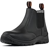 KAM-LITE Work Boots for Men, Slip On Steel Toe Chelsea Safety Boots, Waterproof Slip Resistant Work Shoes, Lightweight Comfortable Breathable Non Slip Safety Toe Shoes