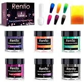 Renfio 6 Colors Thermochromic Pigment Powder,18g/0.63oz Color Changing | Powder Temperature Activated at 88℉/31℃,Thermochromic Pigment 3g Each for Epoxy Resin,Slime,Nail,Tumblers,Paint,Fabric,Dye