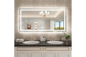 WTTY RGB LED Mirror for Bathroom,72"x36" Large LED Bathroom Mirror with Backlit and Front Light,Stepless Dimmable,Anti-Fog,Lighted Bathroom Vanity Mirror for Wall,Shatterproof,Memory Function