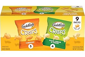 Goldfish Crisps Baked Chip Crackers Variety Pack, 0.8 Oz Snack Packs, 9 Pk