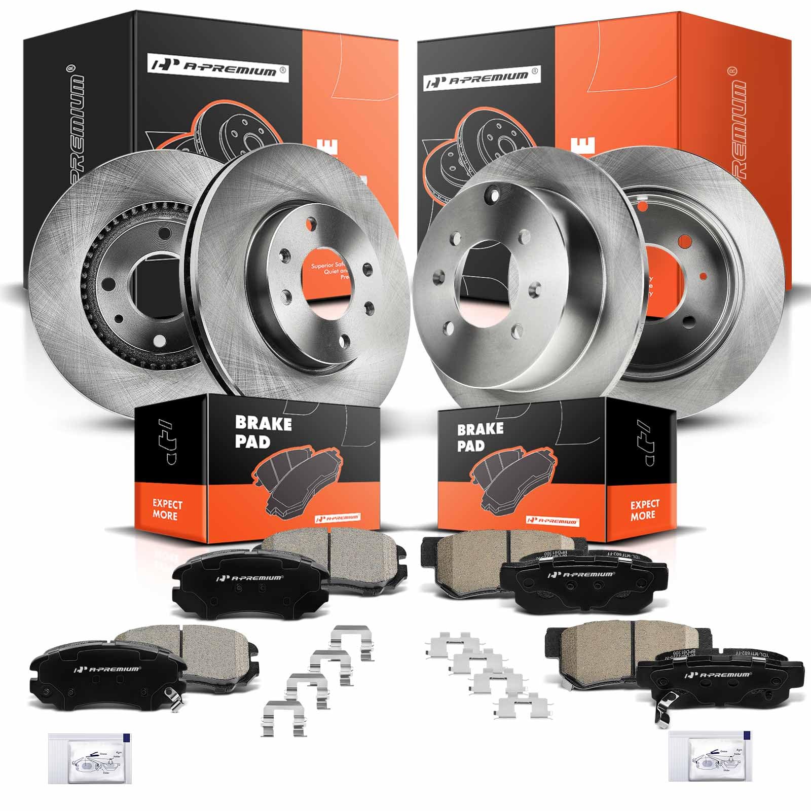 Vented Rear Disc A-Premium Front Vented & Rear Solid Disc Brake Rotors + Ceramic Pads ...