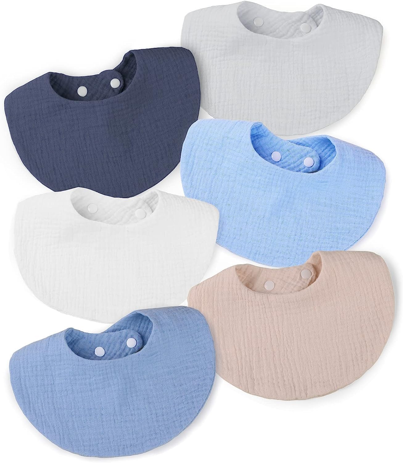 WD&CD 6 Pcs Baby Bibs with 2 Adjustable Button, Soft and Absorbent Baby Drool Bibs for Boys Girls (B)