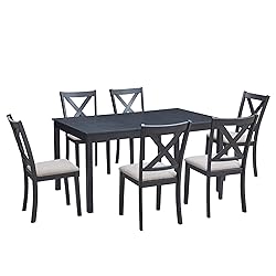 AMERLIFE 7-Piece Farmhouse Dining Table Set with 6