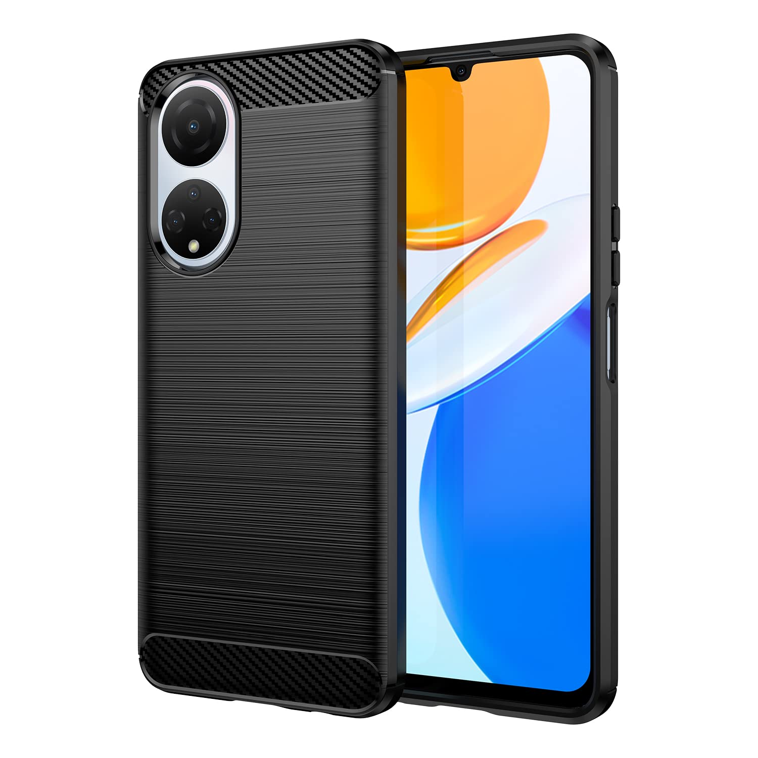 Honor X7 Case 6.74-Inch, Honor X7 Cover, Ultra-Thin Carbon Fiber Texture Phone Cover Silicone Bumper Soft TPU Rubber Shockproof Slim Protective Case for Honor X7 4G, Black