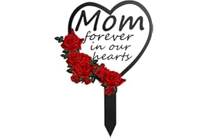 JMZYJZH Cemetery Decorations for Grave Mom, Grave Markers for Cemetery for Humans, Rose Grave Decorations for Cemetery, for Mom Dad Cemetery Outdoors Garden