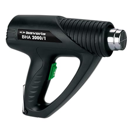 Bavaria Heißluftpistole BHA 2000/1 (2000 W, bis 550 °C, 500 L/min, 2 Stufen, inkl. Reduzierdüse und Breitstrahldüse)