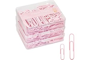 NEEWAY Colorful Paper Clips Assorted Sizes, Small and Large Paperclips, 210 Count, 3 Pack of 70 (Light Pink)