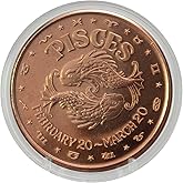 Pisces Fish Token: 1 oz Pure Copper Challenge Coin in Capsule - Astrology & Zodiac Gift, Great for The Compassionate - COA by Heavenly Metals