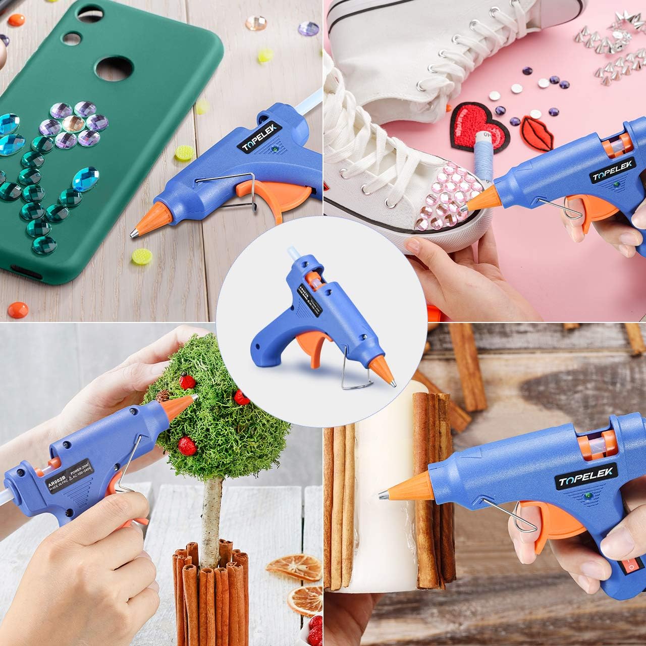 Hot Glue Gun, TOPELEK Mini Heating Hot Melt Glue Gun with 30pcs Melt Glue Sticks, Melting Glue Gun Set for School DIY Arts and Crafts Projects, Home Quick Repairs(20 Watts, Blue)