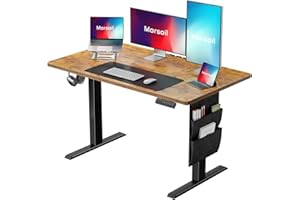 Marsail 48"x24" Electric Standing Desk, Adjustable Height Home Office Table with Storage Bag, Stand Up Workstation for Study, Writing, and Computer, 4 Memory Presets with Headphone Hook