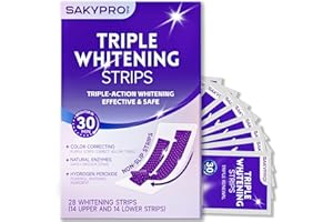 SAKYPRORAL Purple Whitening Strips, 90-Day Long-Lasting Results, Enamel Safe & Low-Sensitivity, Professional Teeth Whitening Strips with Non-Slip Dry Strip Technology, 14 Treatments (28 Strips)