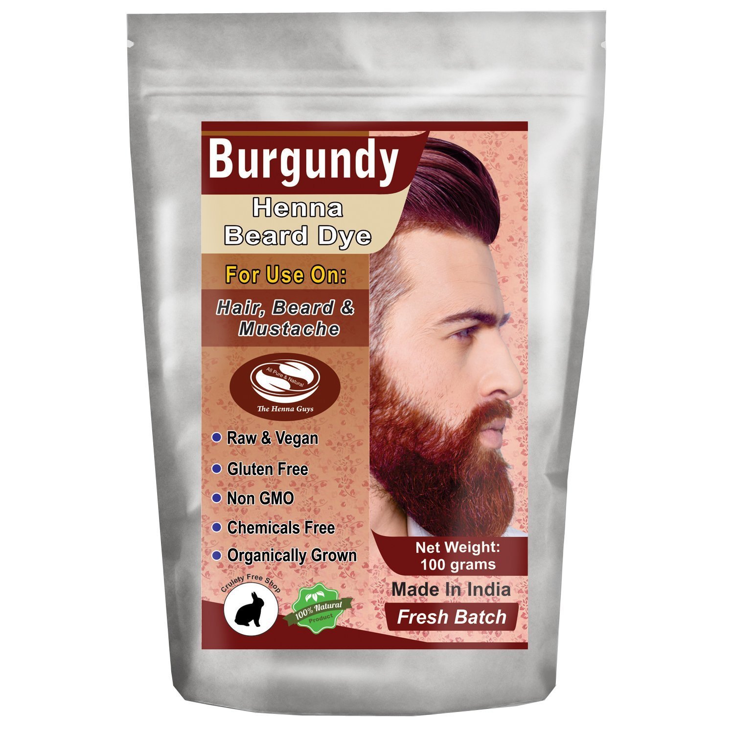 Buy 1 Pack Burgundy 1 Pack Of Burgundy Henna Beard Dye For Men