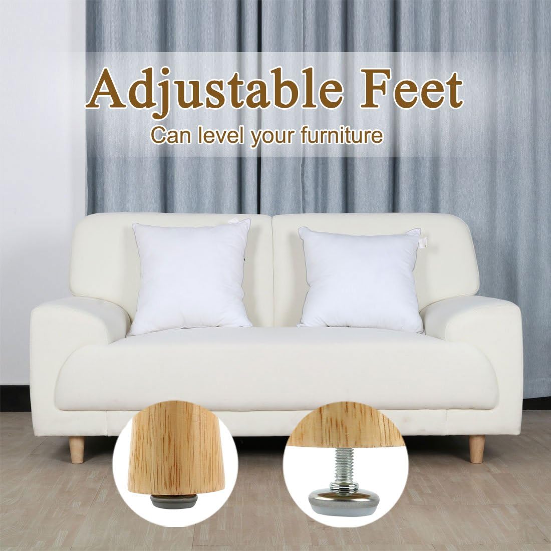 sourcing map M6 x 25mm Leveling Feet Adjustable Threaded Pole Leveling Foot Furniture Glide 10 Pcs, White,silver - Image 4