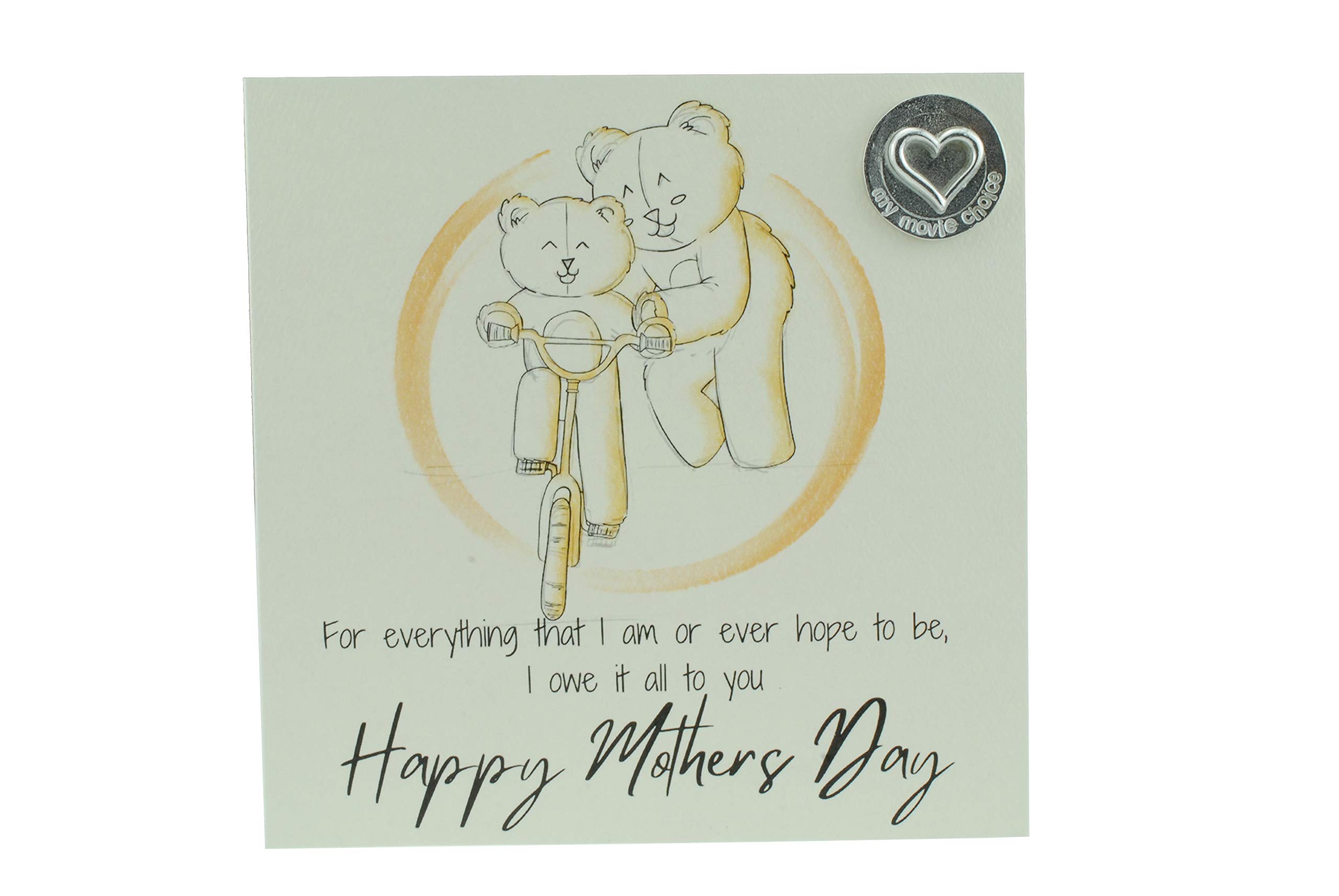 Thoughtful Mothers Day Card with Mum and Child Playing – Includes ‘My Movie Choice’ Gift Token (gcmumbikemmc)