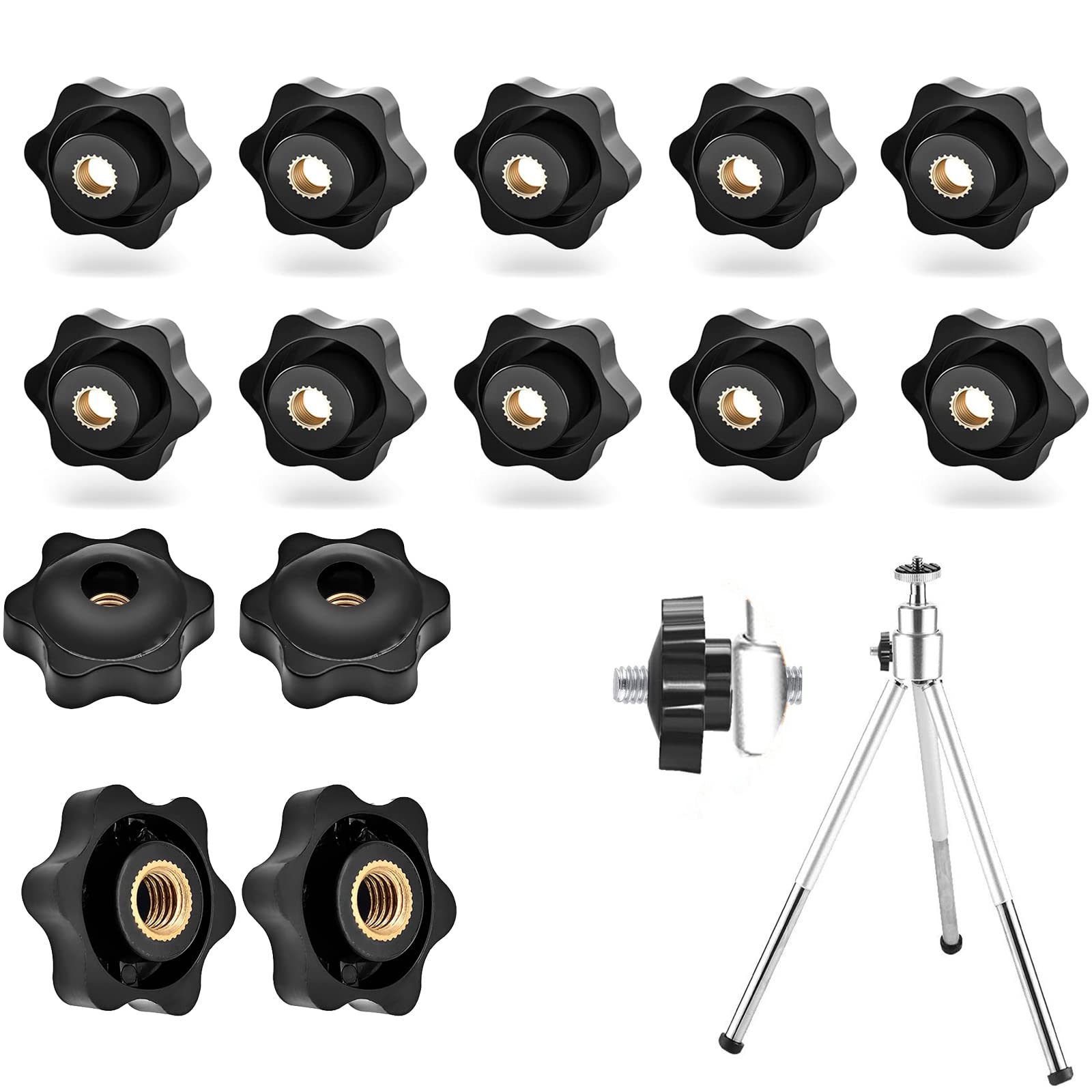 CLDESTINY 14 Pcs Female Knob Screws, M6 x 32 mm Handle Nut , Internal Thread Through Hole Star Head Screw Tensioning Knob Grip, for Machinery, Industry, Furniture, Electronic Equipment