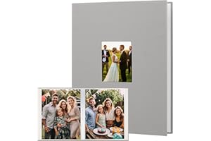 NISELITY 11x14 Photo Album Holds 64 Photos, Linen Cover Art Portfolio 11x14, Photo Album Art Portfolio Folder with Clear Plastic Sleeves for Kids & Artists Artwork Drawing(Grey)