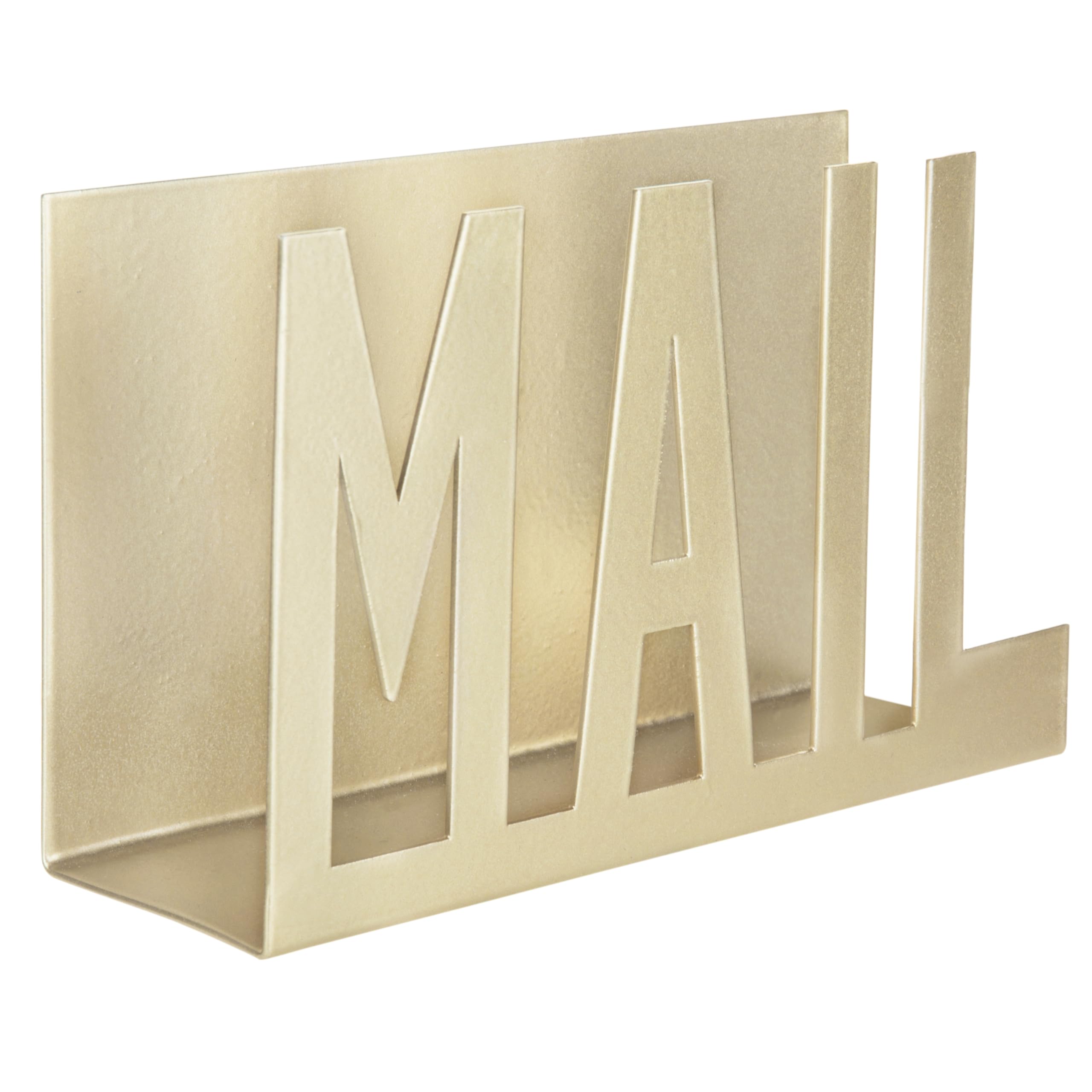 Photo 1 of MyGift Modern Brass Metal Mail Holder Countertop Organizer with Cutout Mail Lettering Design, Office Desktop Envelope and Document Storage Rack