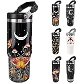 Unyopsa Mushroom Tumbler with Handle 30oz Vacuum Insulated Mushroom Cup with Lid and Straw Mushroom Gifts for Women Men