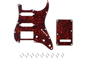Banworks 4Ply Strat HSS Pickguard 11-Hole SSH Pickguard Scratch Plate & Backplate 6-Hole Trem Tremolo Cover Set for USA/Mexican Fender Modern Style Standard Stratocaster ST JT/HB-09 Red Tortoiseshell