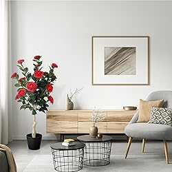 3FT Artificial Camellia Tree, 2 Pack Fake Camellia