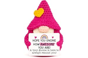XgiftCreat Valentines Gnomes Gifts for Women - Funny Crochet Gnome Valentine's Galentines Day Birthday Inspirational Emotional Positive Support Cheer Gift for Kids Her Teen College Student Best Friend