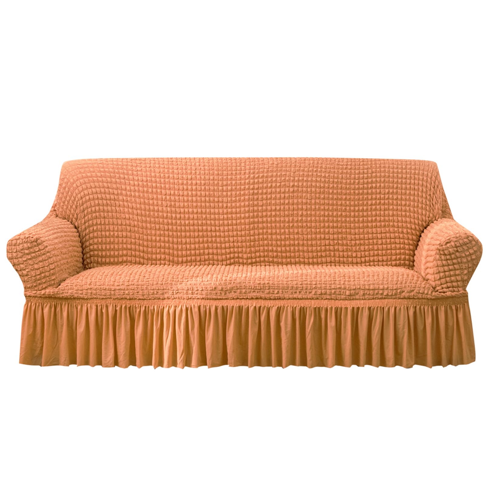 Photo 1 of Qubjus Stretch Sofa Slipcover Sofa Covers Washable Couch Sofa Bed Cover Easy Fit Furniture Protector with Elastic Bottom and Skirt (Orange, Extra Large)