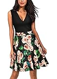 Yidarton Summer Women's Casual Flare Floral Contrast Party Cocktail Short Mini Dresses