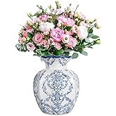 Juyuspesrk Chinoiserie Vase,6 inch Blue and White Vase,Vintage Ceramic Vases,Flower Vase for Centerpiece,Chinese Cute Vases for Living Room, Office,Home Decor (Blue White, Small)