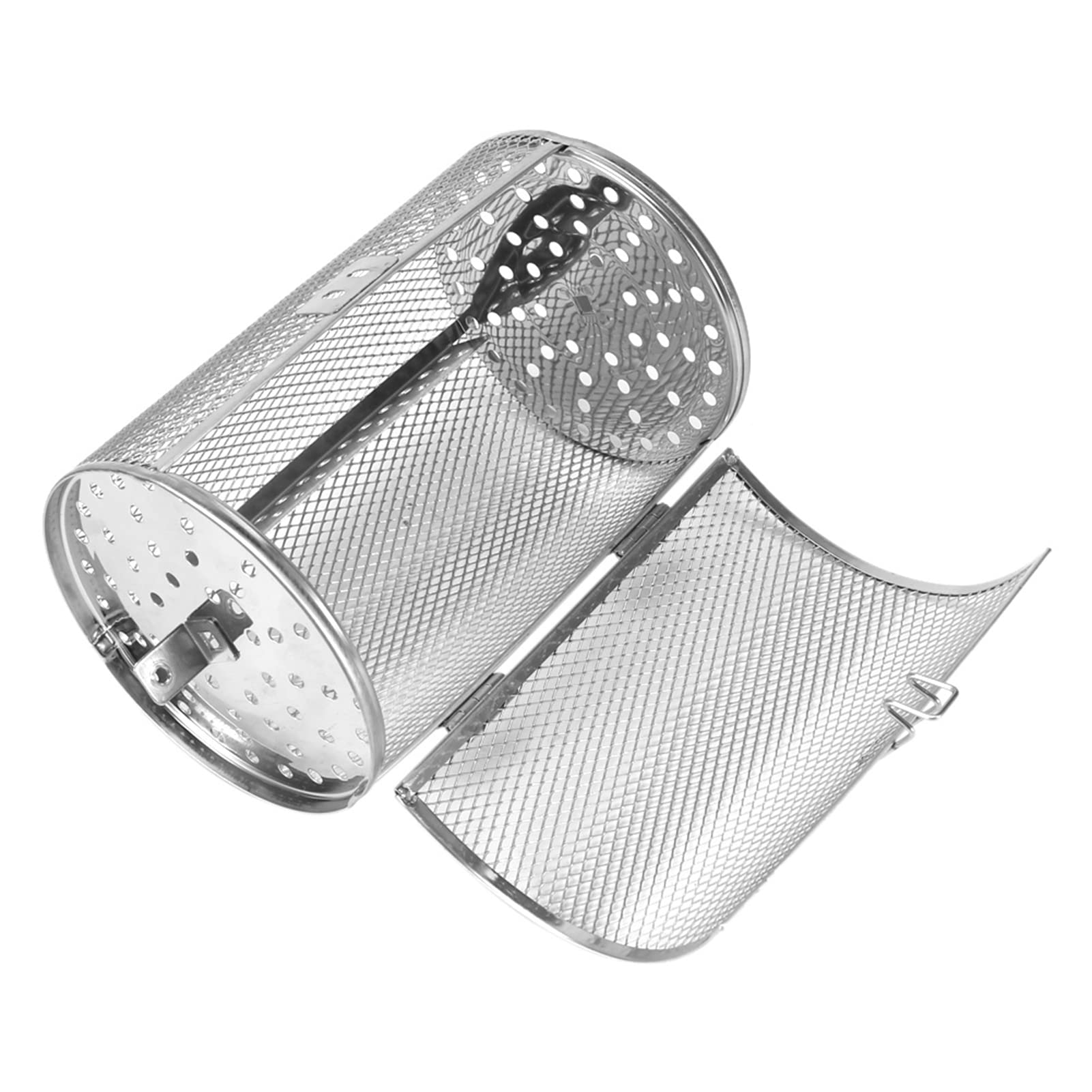 Zerodis 12 * 18cm Oven Basket Stainless Steel Roast Basket Non-Stick Bakeware Oven Roast Baking Rotary Nuts Beans Peanut Basket BBQ Grill