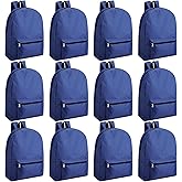 Amylove 12 Pack Backpack in Bulk 17 inch Lightweight Outdoor Travel Bag Classic Bookbags Bulk for Elementary Middle High(Navy Blue,Fresh)