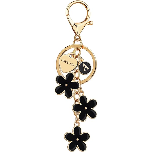 Comemela 3 Pack Handbag Charms Flower Keychains for Women Enameled