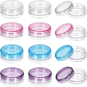 Small Travel Containers, 12 Pcs Sample Containers with Lids, 2g Mini Travel Jars for Creams Refillable Makeup Samples Contain