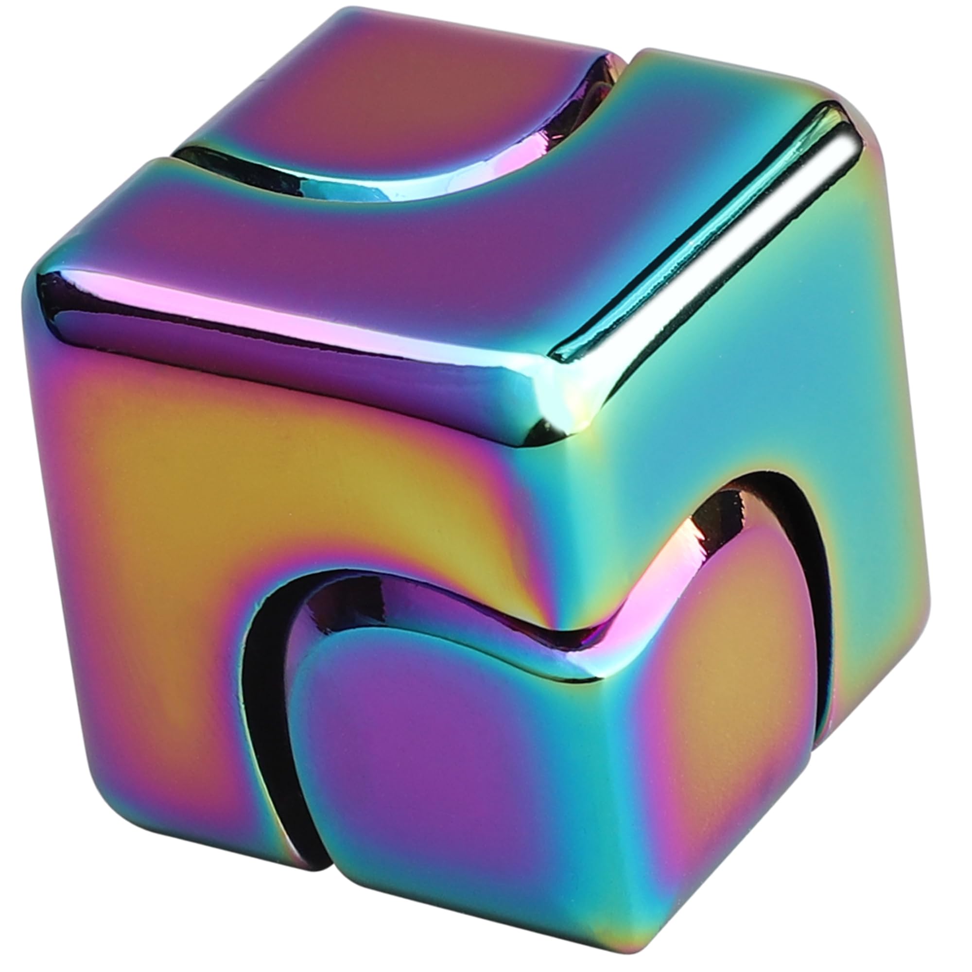 Infinity Gear Fidget Cube Spinner for Kid Adult, Transformable Spinning Top Metallic Fidget Toys for Anti-Anxiety Stress Relief Autism, 2-in-1 Cube Focus Toy for Desktop Office Classroom Black