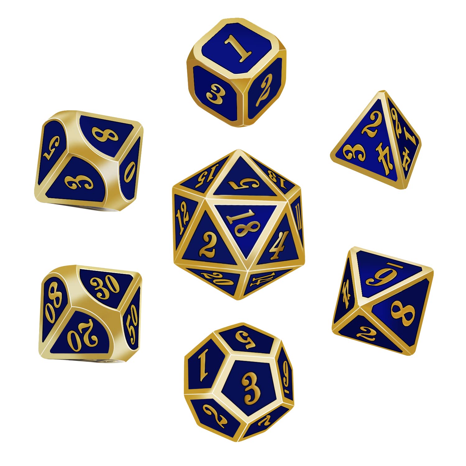 Sweetone Metal Dice Set, 7-Piece Polyhedral Set for Dungeons and Dragons, D20 D12 D10 D8 D6 D4