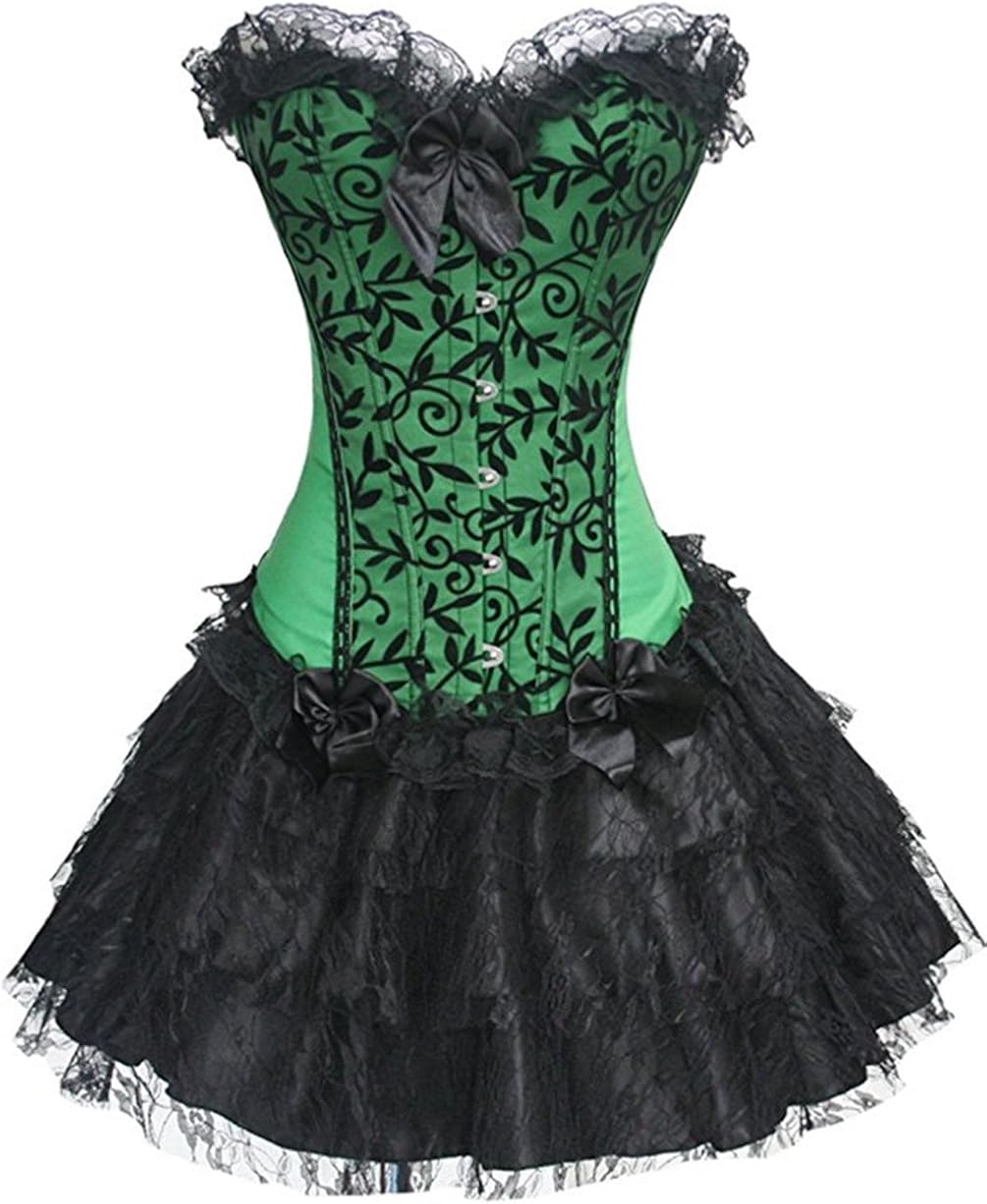 Martya Women S Gothic Lace Up Boned Satin Bustier Corset Dress With Basque Skirt Amazon Co Uk Clothing