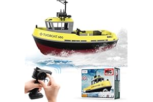 Losbenco RC Boat, 1/72 RC Tugboat for Pools and Lakes, High-Speed Remote Control Boat with 40 Mins Play Time and Low Battery Reminder for Kids and Adults - RTR Version