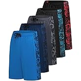 Real Essentials Men’s 5 Pack: 9" Dry-Fit Shorts – Athletic Gym, Workout, Basketball, Running, Casual Lounge Active Pockets