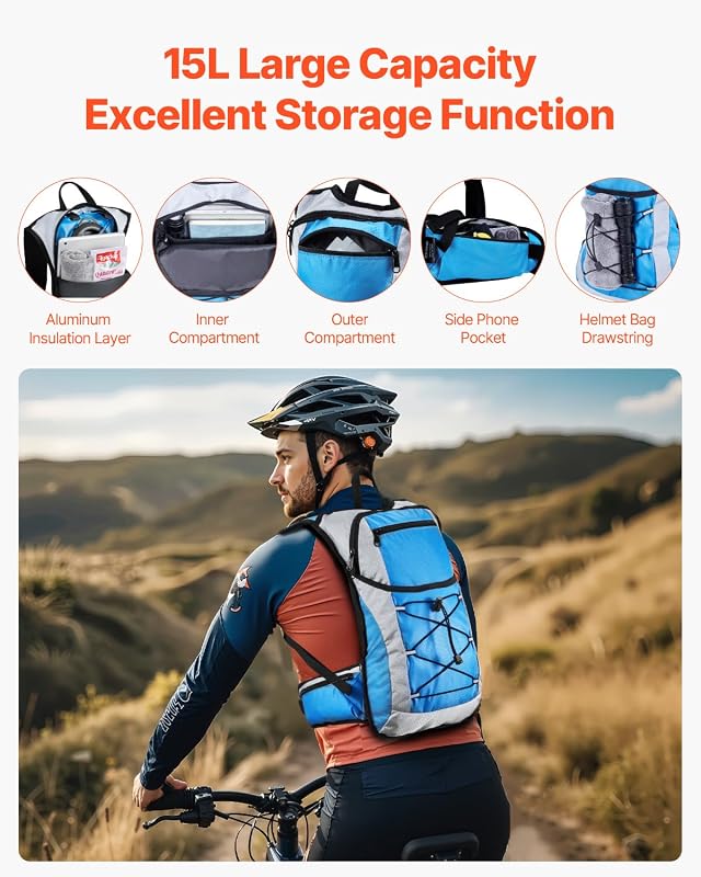 Trinkrucksack 15 L isolierter Rucksäcke mit 3 L TPU-Wasserblase Laufrucksack Wanderrucksäcke für Radfahren Laufen Ausflug Schwarz, Hydro-Wasser-Tagesrucksack für Männer und Frauen