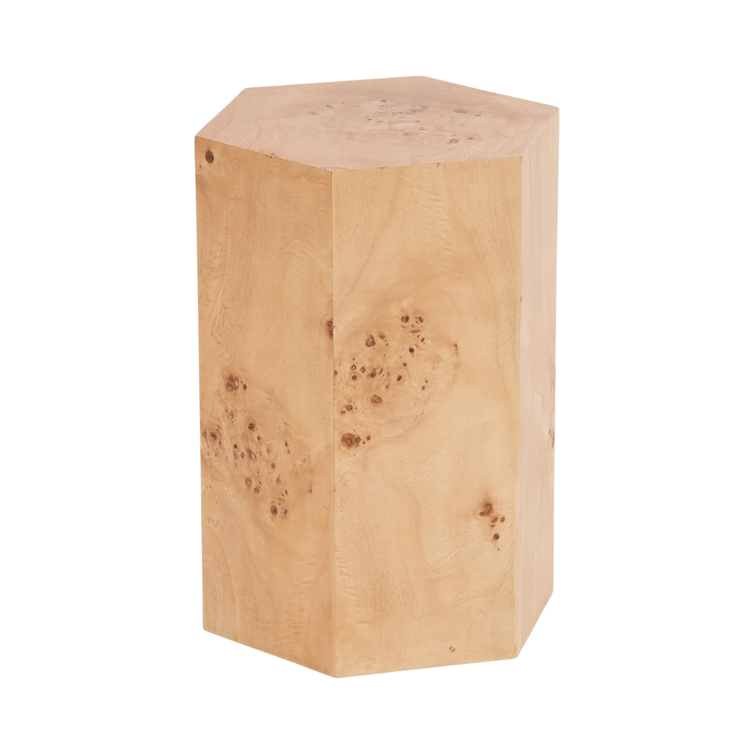 Photo 1 of ***DAMAGED - SEE NOTES/PICTURES***Kate and Laurel Berkett Hexagon Burlwood Side Table, 14 x 12 x 19, Natural Wood, Transitional End Table for Use as Burlwood Nightstand, Living Room Pedestal Table, or Bedroom Vanity Stool