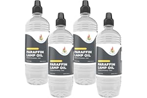 The Dreidel Company Liquid Paraffin Lamp Oil, 1 Liter, Smokeless, Odorless, Ultra Clean Burning Fuel for Indoor and Outdoor Use, Clear - (Pack of 4)