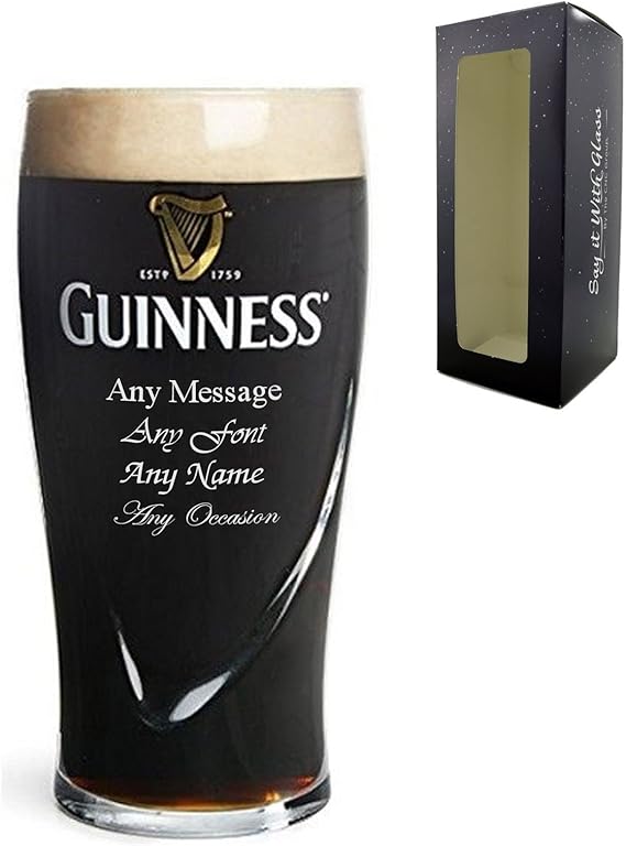 Personalised Engraved Pint Guinness Lager Beer Glass Perfect Gift