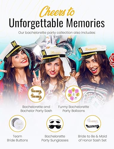 Bride Groom Captain's Hats Nautical Bachelor Bachelorette